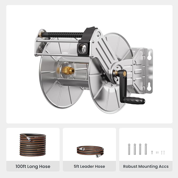 Giraffe Tools Stainless Steel Garden Hose Reel - Image 2