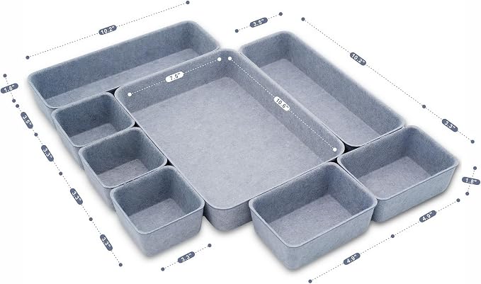 Welaxy Drawer organizers tray Felt storage bins office Desk Draw dividers Sleek - Image 7
