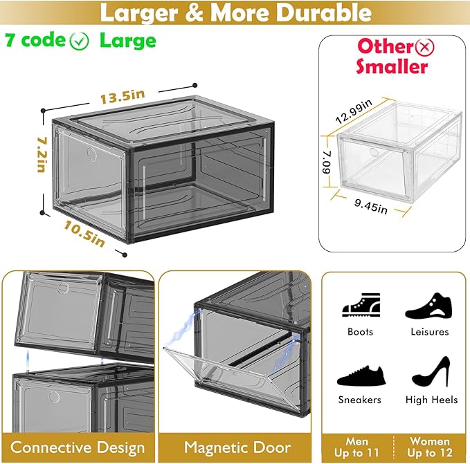 7 code Thicken & Sturdy Clear Shoe Storage Organizer - Image 4