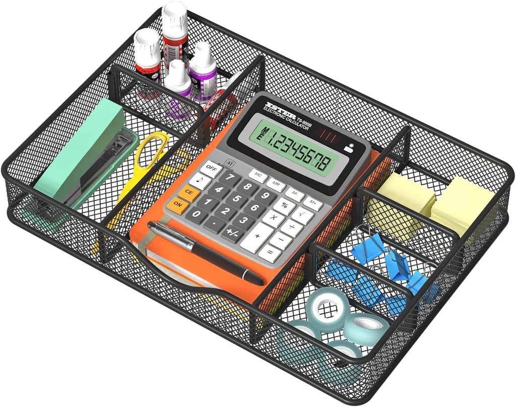 VyGrow Desk Drawer Organizer, Metal Mesh Drawer Organizer Tray with 6