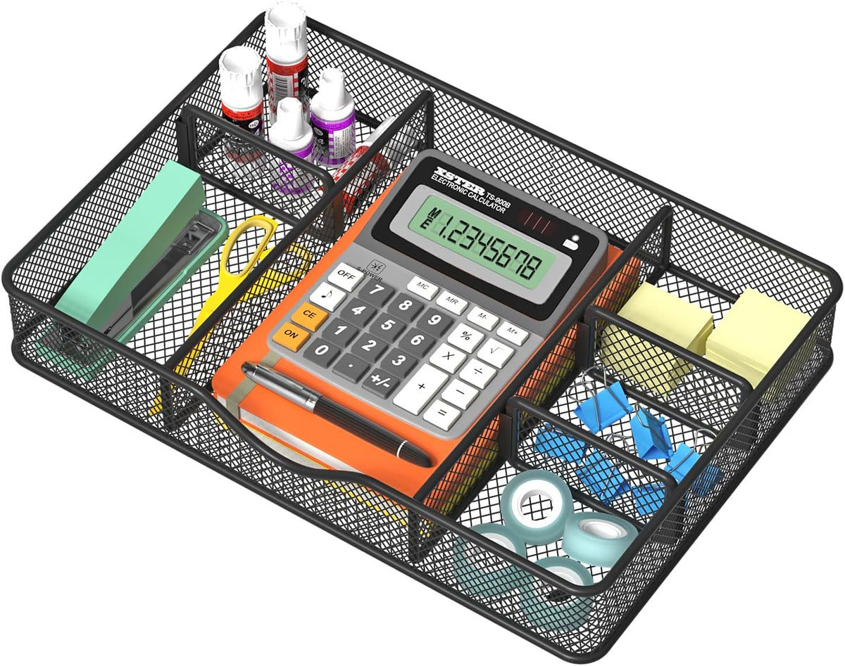 VyGrow Desk Drawer Organizer, Metal Mesh Drawer Organizer Tray with 6
