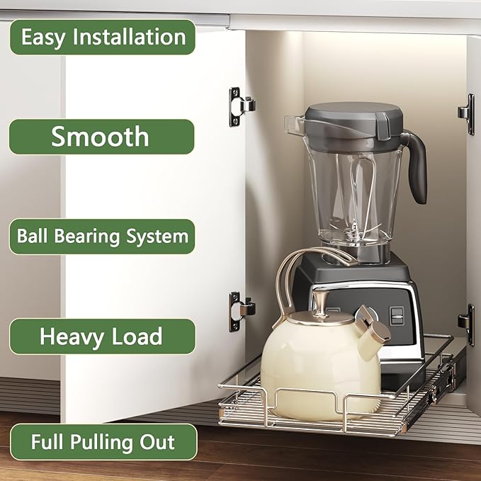 Pull Out Cabinet Organizer 9" W x 21½" D, Heavy Duty Cabinet Pull Out Shelves - Image 2