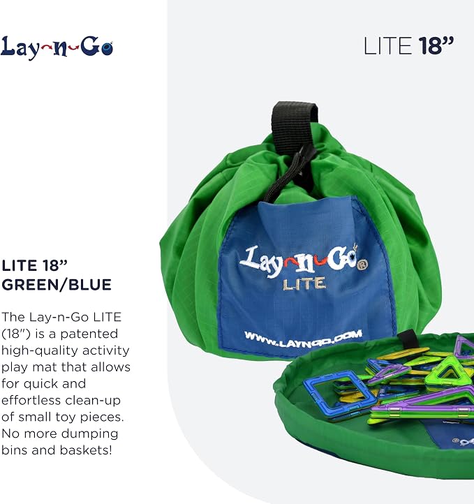 Lay-n-Go 2-in-1 Small Portable Drawstring Toys Storage Organizer and Play Mat - Image 2