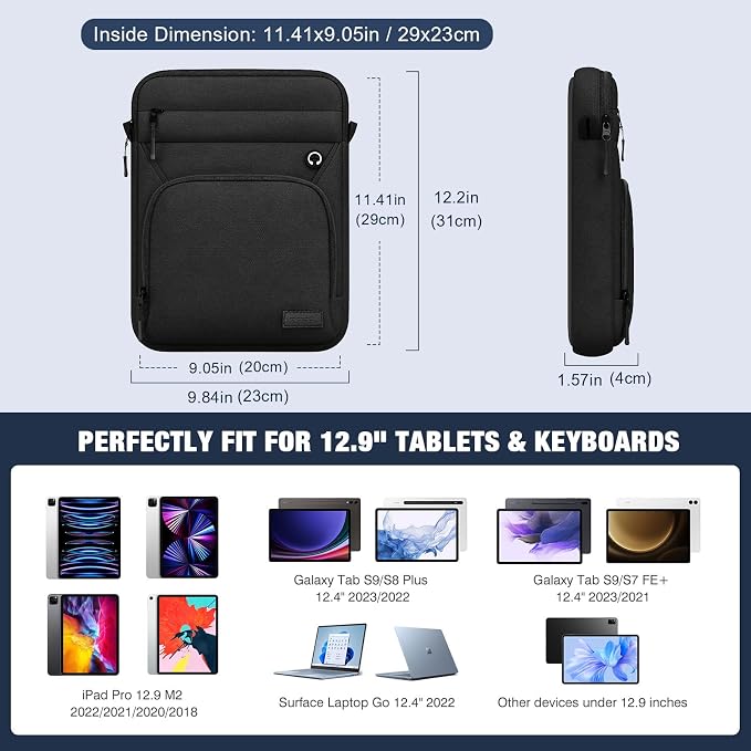 MoKo 12.9 Inch Tablet Sleeve Bag, Fits 13 Inch New iPad Pro M4 & Air M2 2024 - Image 2