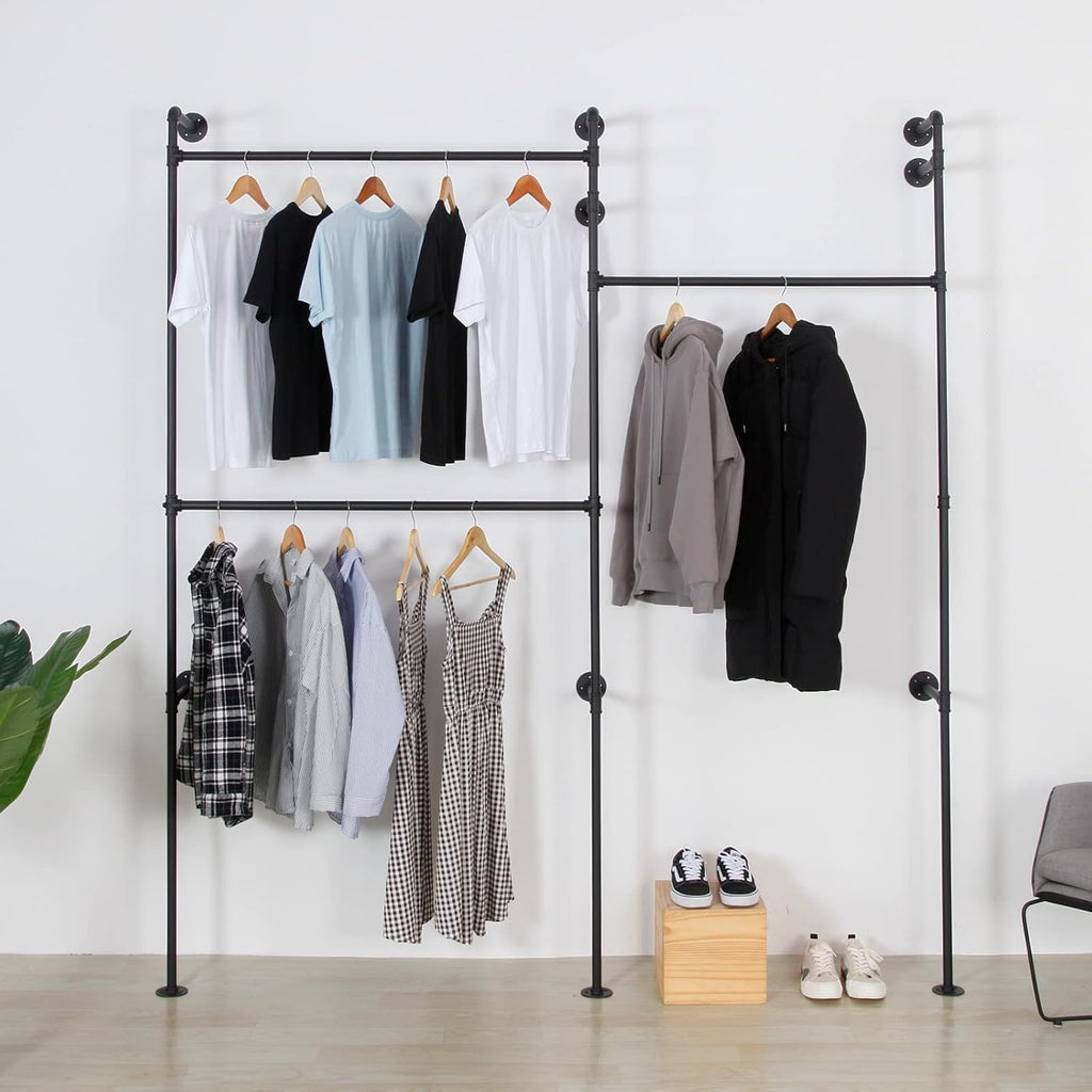 Wall Mounted Industrial Pipe Clothing Rack Garment Racks Pipeline