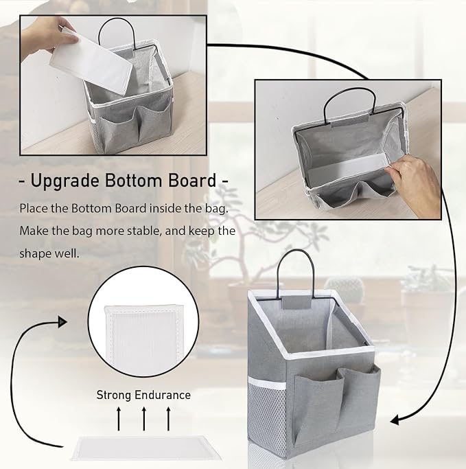 3pcs Small Wall Hanging Organizer Bag, Linen Fabric Door Hanging Storage Basket - Image 3