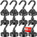 DIYMAG Black Magnetic Hooks, 50 LB Heavy Duty Strong Magnets by DIYMAG