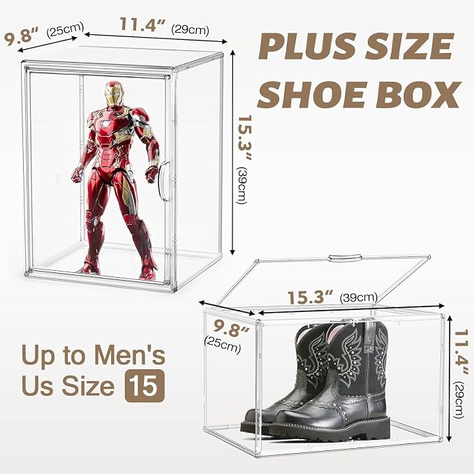 XX-Large Acrylic Display Case 11.4'' x 9.8'' x 15.3'', Boot Boxes - Image 2