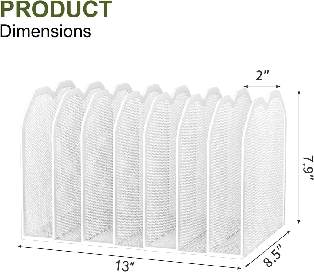 FANXIYQ 7-Section Adjustable Mesh File Organizer for Desk, Letter/A4