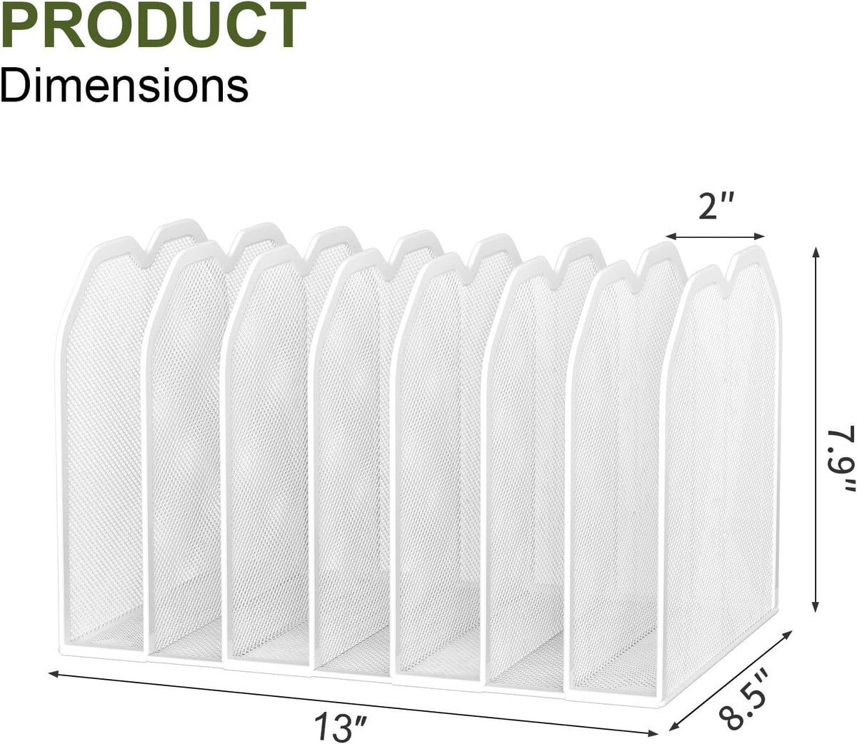 FANXIYQ 7-Section Adjustable Mesh File Organizer for Desk, Letter/A4