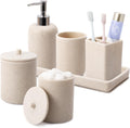 Resin Beige Bathroom Set, 6 Pcs Bath Decor and Accessories Sets