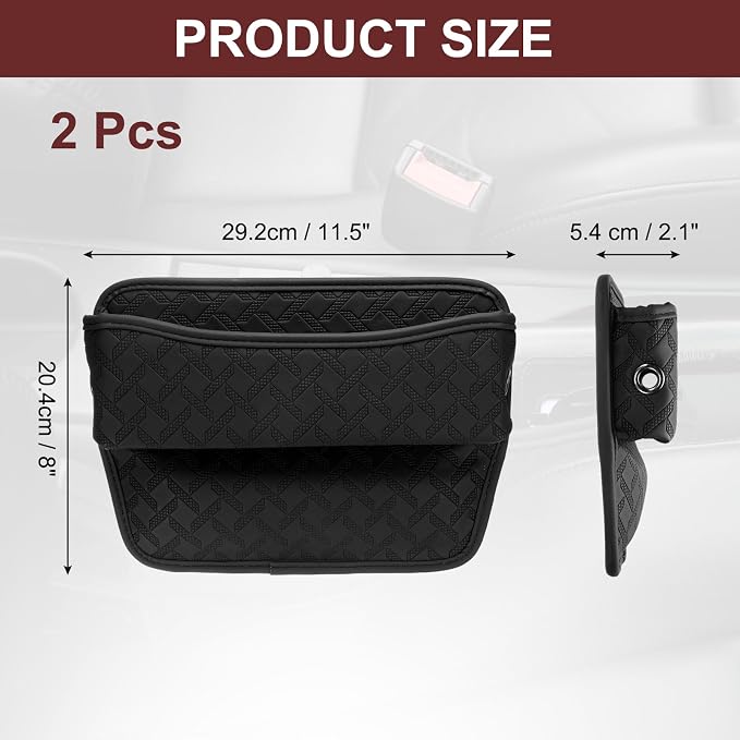 HARFINGTON 2pcs Car Seat Gap Filler Organizer 11.5 x 8 x 2.1 Inch Leather - Image 2