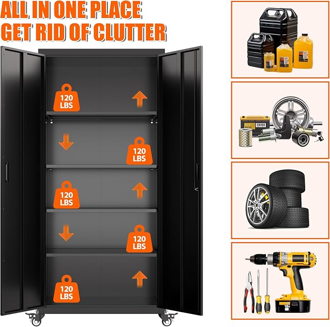 Aobabo 73" H Metal Storage Cabinet - Image 8