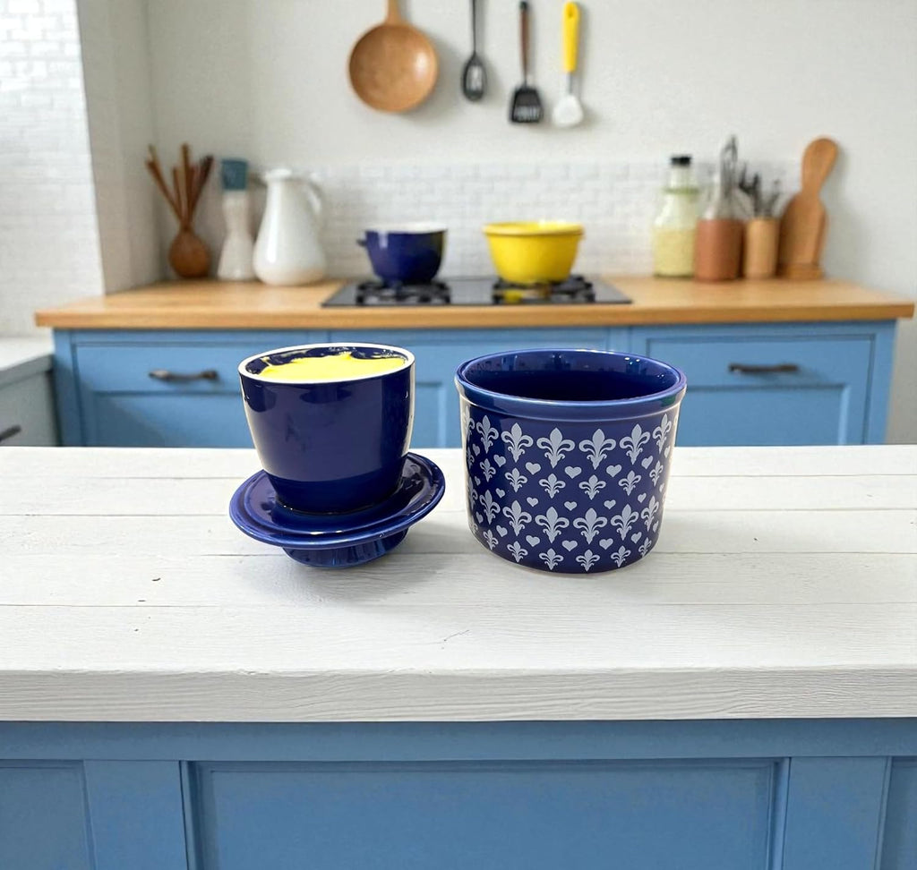 Butter Crock with Lid for Countertop, Butter Keeper Crock with Water