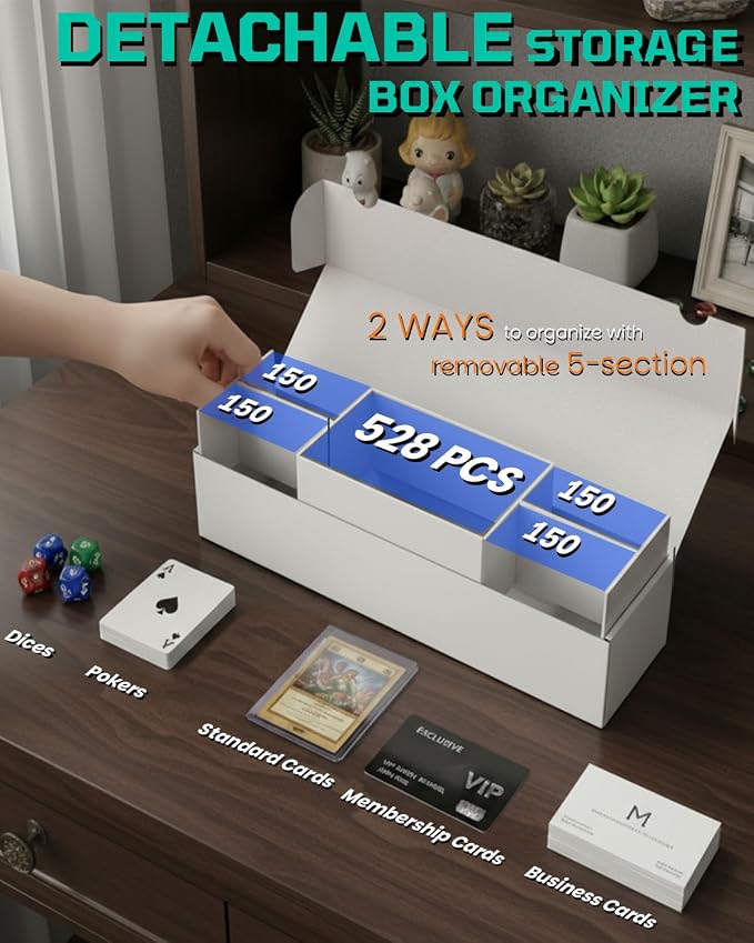 Laminated Trading Card Storage Box, Glossy White Cardboard Collector Box - Image 3