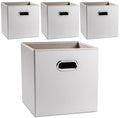 PRANDOM Leather Foldable Cube Storage Bins 13x13 inch Fabric Storage Baskets by Prandom