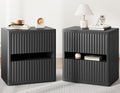 Dripex Fluted Nightstand with 2 Drawers, Large Wide Wood Night Stand Bedside by Dripex