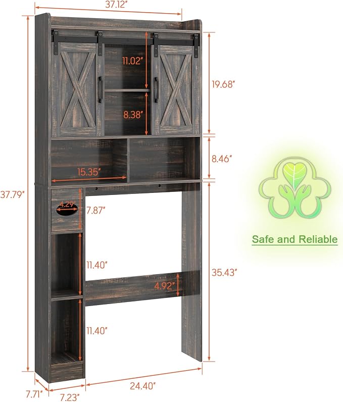 Vabches Over The Toilet Storage Cabinet, Farmhouse Storage Cabinet Over Toilet - Image 2
