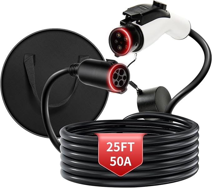 50A 25FT J1772 EV Extension Cable, Level 2 EV Charger Extension Cord, by WenStorm