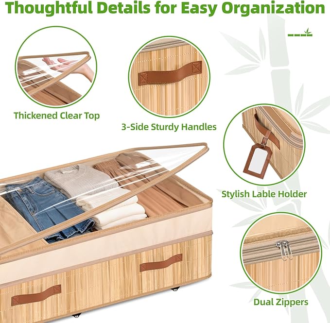 Livole Bamboo Under Bed Storage - Image 6