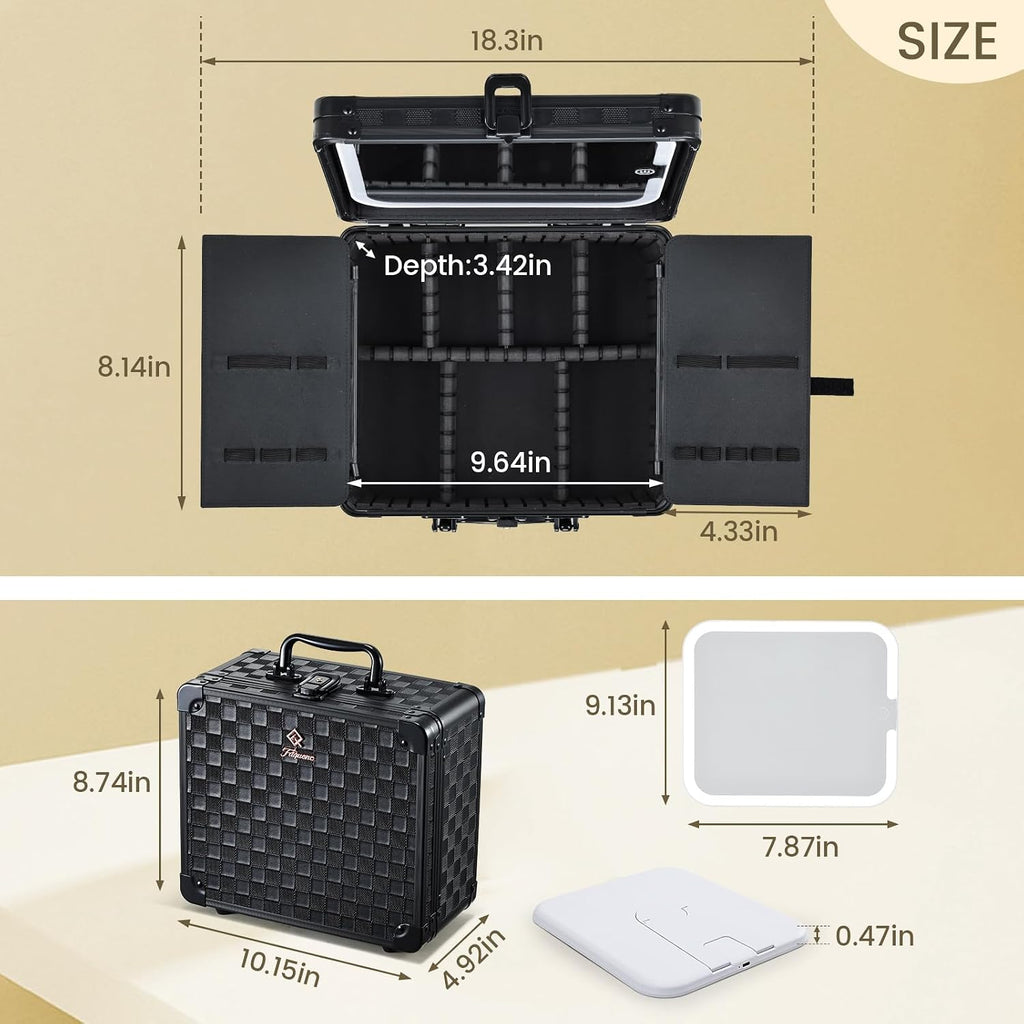 Makeup Bag with LED Mirror – Hard Makeup Case with Lighted Mirror