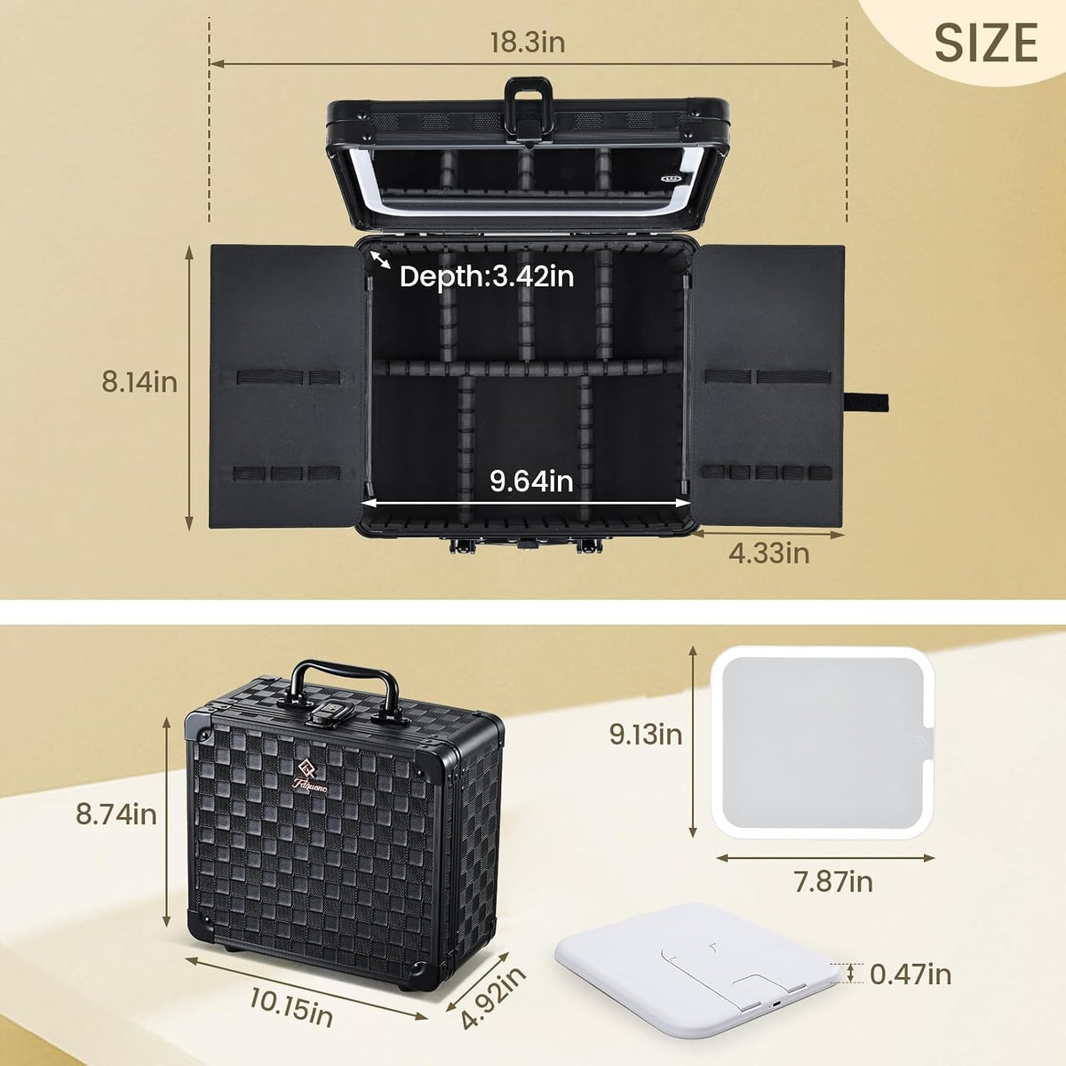 Makeup Bag with LED Mirror – Hard Makeup Case with Lighted Mirror