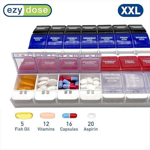 EZY DOSE Weekly Pill Organizer, Vitamin Container, and Daily Medicine Planner - Image 3
