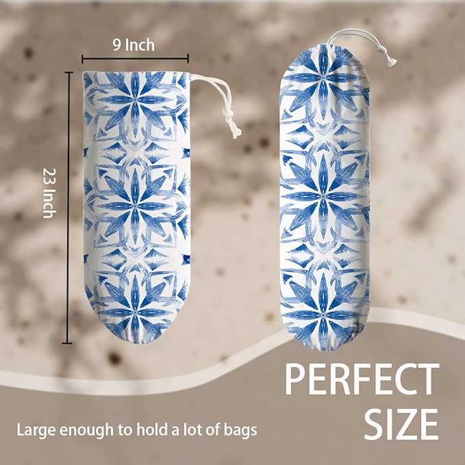Navy Blue Plastic Bag Holder, Reusable Grocery Bags Holder, Wall Mount Trash - Image 4