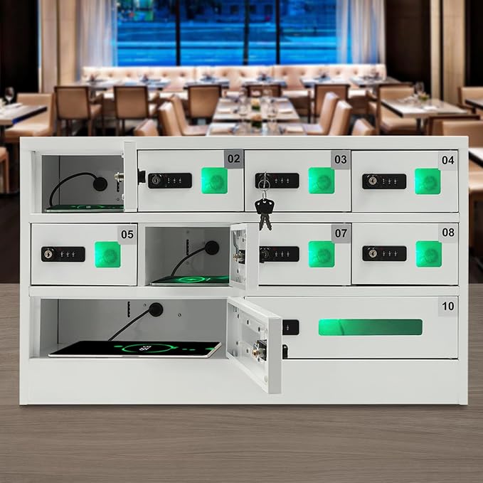 10 Slots Cell Phone Charging Station, Fast Charge Mobile Phone Locker Cabinet - Image 5