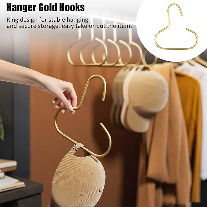 6 Pcs Hat Hanger Gold Hooks Organizer, Metal Shawl Belt Scarf Caps Tie Purse - Image 6