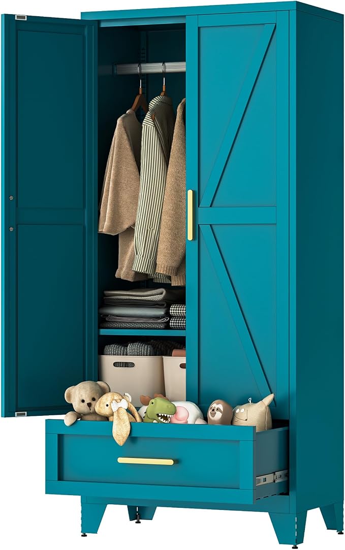 71" Tall Metal Wardrobe Cabinet by LCAOPC