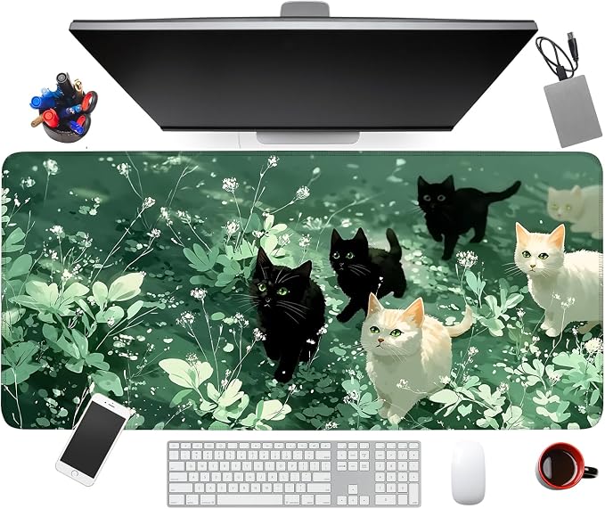 Large Mouse Pad, Cute Cat Gaming Mouse Pad Desk Mat, Non-Slip Base Extended - Image 8