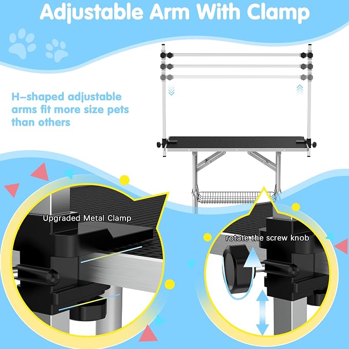Lyromix 42''Large Dog Grooming Table, Adjustable Cat Drying Desktop - Image 3