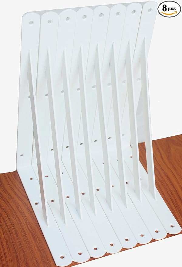 8 Pack L10 x H 8" White Heavy Duty Shelf Brackets by MHMYDZ