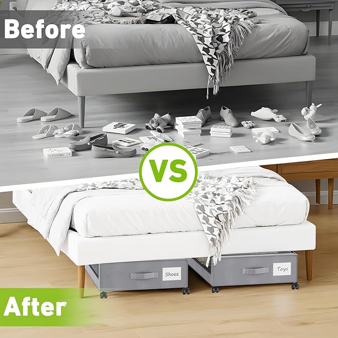 Under Bed Storage with Wheels, Under Bed Shoe Storage Organizer, Rolling Under - Image 6