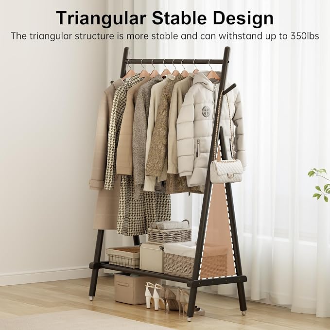 Solid Wood Clothing Rack, Rolling Clothes Rack - Image 8