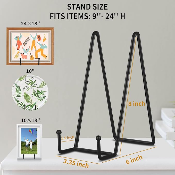 Decolore 8 Inch 5 Pack Black Metal Display Stands Plate Stand Plate Holder - Image 2