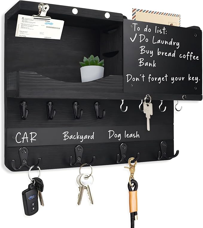 Key Holder for Wall Mount, Farmhouse Mail and Key Holder for Wall Hanger by HEKOOLA