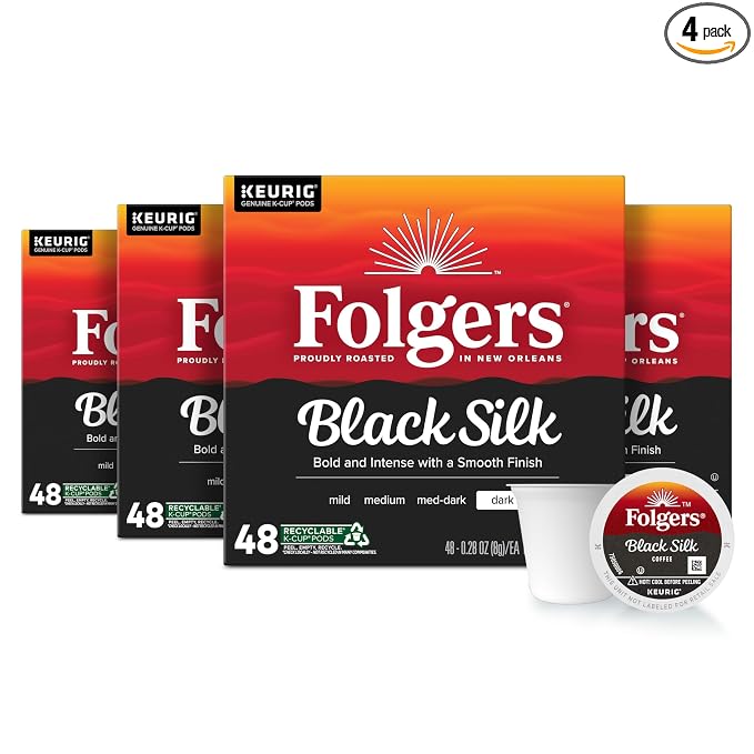 Folgers Black Silk Dark Roast Coffee, 192 Keurig K-Cup Pods by Folgers