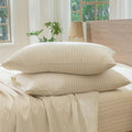 MooMee Bedding Pillowcases Striped Pack of 2 100% Washed Cotton Linen Like by MOOMEE