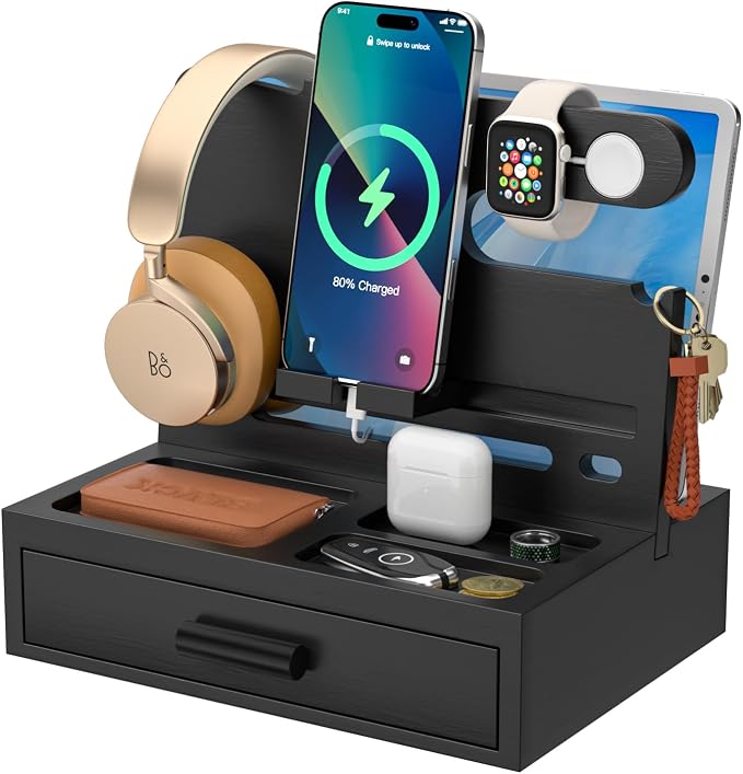 Sephyroth Bamboo Phone Docking Station Nightstand Organizer Bedside Organizer by Sephtroth