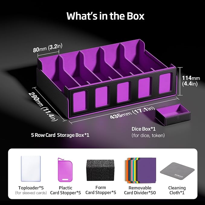 Trading Card Storage Box 5-Row 3900+ Capacity, TCG MTG Card Case - Image 2