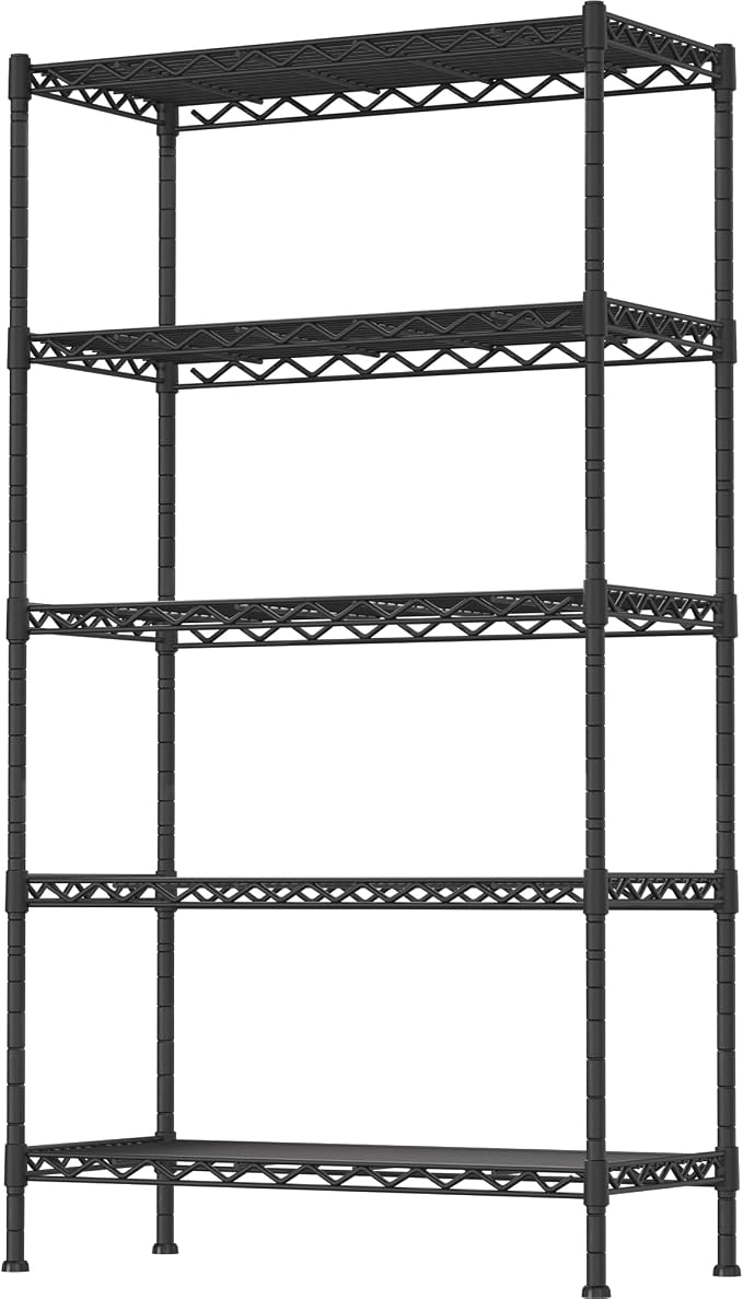 5-Shelf Adjustable Heavy Duty Storage Shelving Unit, Metal Organizer Wire Rack by SoyweyDirect