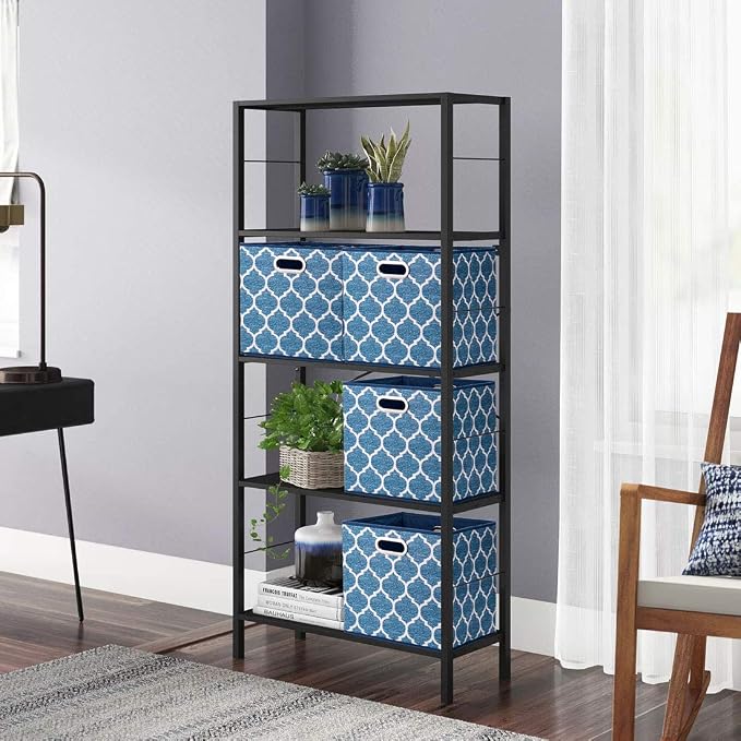 i BKGOO Cloth Storage Bins Set of 4 Thick Fabric Drawers Foldable Cubes Basket - Image 6