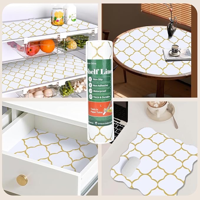 Shelf Liners for Kitchen Cabinets 23in x 30FT Non Adhesive Drawer Liner Gold - Image 9
