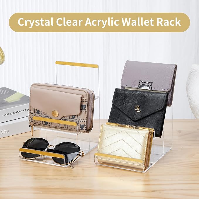 2 Pack 3-Tier Purse Display Stands, Acrylic Wallet Holder Risers Stand - Image 3