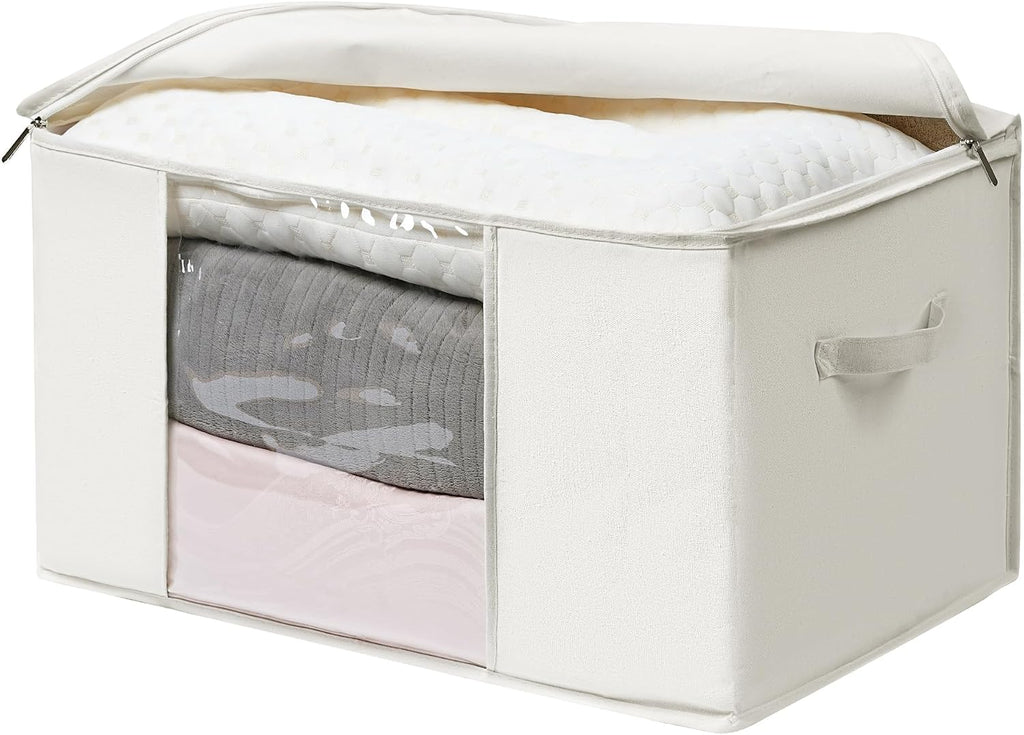 Large Storage Bags with Zipper and Clear Window, Cotton Blended Fabric