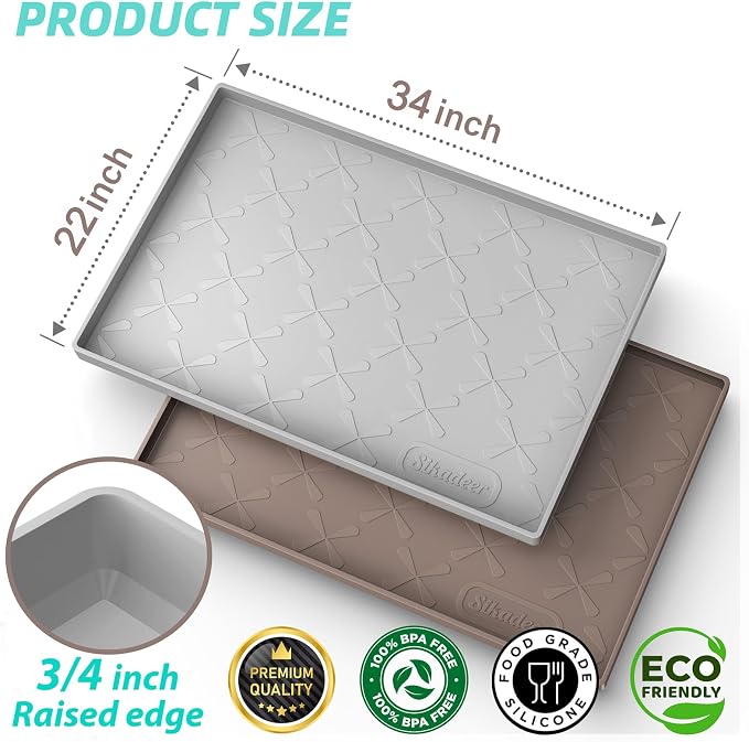 SIKADEER 34" x 22" Under Sink Mat Waterproof, Silicone Mat Kitchen Drawer Shelf - Image 2