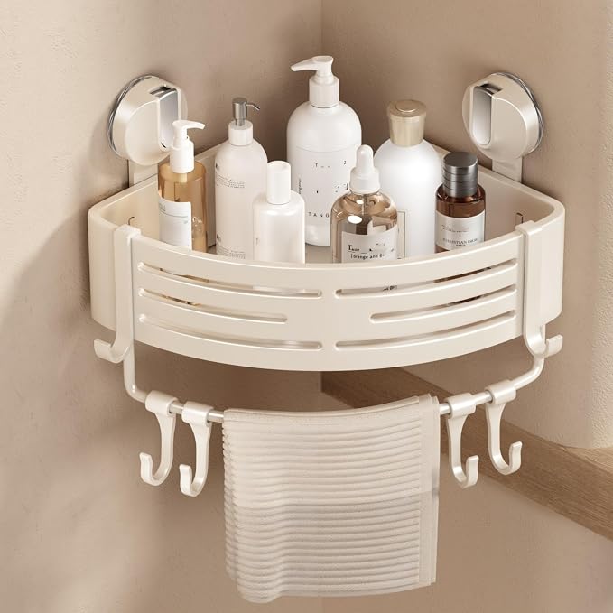 VOLPONE Corner Shower Caddy Suction Cup Shower Shelf Corner No Drilling by VOLPONE