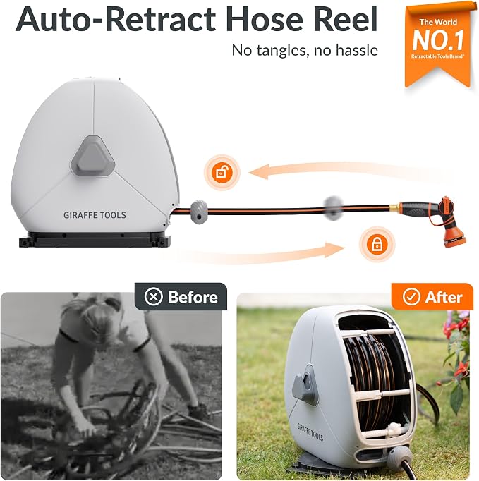 Giraffe Tools Ground Mounted Retractable Hose Reel 1/2 Inch x 82FT, Heavy Duty - Image 2